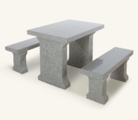 Polished Top Textured Finish Garden Patio Table and-Bench set